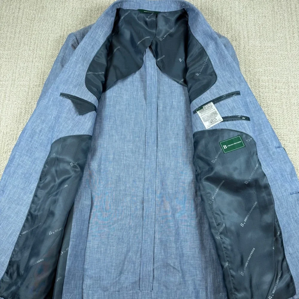 NEW Brooks Brothers Mens 42L Blue 100% Linen Two Button Sport Coat Blazer